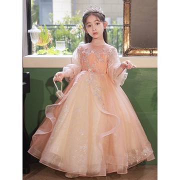 兒童禮服公主裙高端花童鋼琴演奏演出服小女孩生日主持人晚禮服春