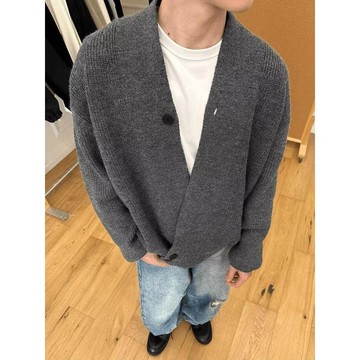 美式時尚潮流素色毛衣男老錢風慵懶設計感針織衫男