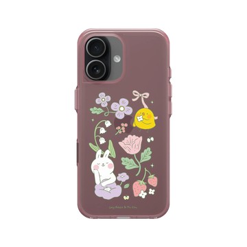 iPhone 17 Clear (相機按鈕) 晶醺玫 - 懶散兔與啾先生 Lazy Rabbit and Mr.Chu - 優雅花園