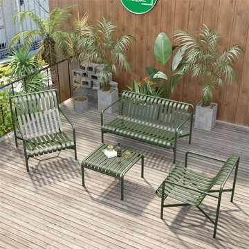 戶外休閑桌椅組合咖啡廳奶茶店室外桌子露天簡約鐵藝花園庭院桌椅[DD050209]