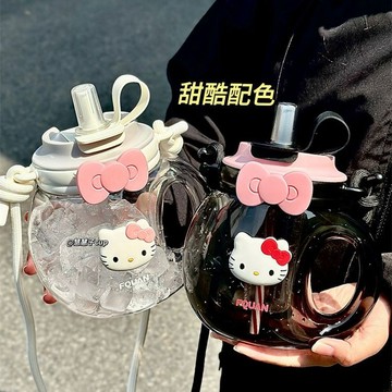 可愛水杯 Kitty水杯🎀 水杯大容量帶吸管女生高顏值可愛便攜帶茶隔隨手杯運動健身噸噸桶 可愛吸管杯 噸噸桶 水杯大容量