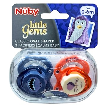 Nuby 動物造型安撫奶嘴  0~6個月  鯊魚+老虎  1組