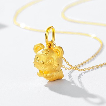 越南沙金萌萌卡通小老虎吊墜黃銅鍍金生肖虎本命年項鏈女節日禮物