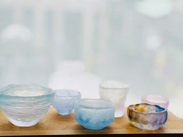 粉燒玻璃鑄造玻璃-小水杯清酒杯