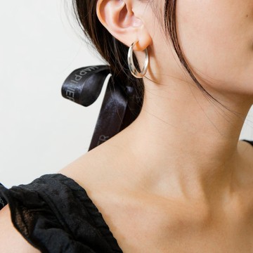 Silver Hoop Earrings純銀圈型耳環 圈圈耳環 (L)31mm 耳針/夾式