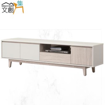 文創集 馬卡龍岩板6.1尺三門單抽電視櫃/視聽櫃