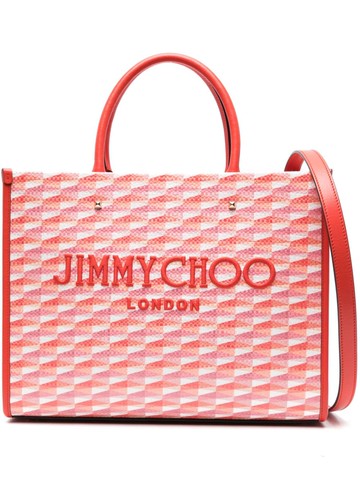 Jimmy Choo - medium Avenue tote bag - women - Fabric/Raffia/Calf Leather - One Size - Red