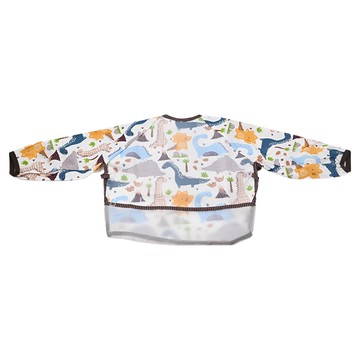 PUKU 藍色企鵝 長袖立體防水圍兜  口袋翻轉設計，柔軟親膚，防水材質好清潔  恐龍  1件