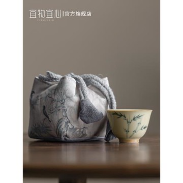 手繪竹韻老式陶瓷小喝茶杯禮盒復古品茗杯功夫茶具茶道杯茶碗套裝