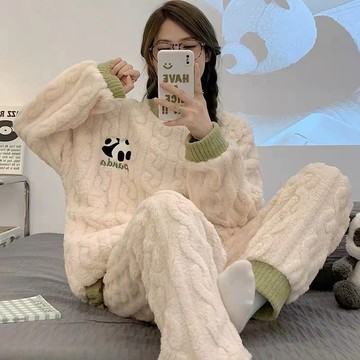 DUYI~夢詩珊瑚絨睡衣冬季女士新款加絨加厚冬天法蘭絨家居服套裝春秋款