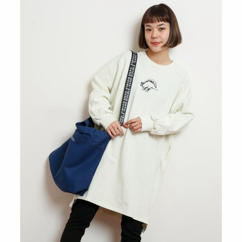 ダブルネーム Double Name フェスに行きたい恐竜スウェットワンピース 通販 Lineポイント最大1 0 Get Lineショッピング