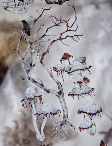 野蠻生長 暗黒の秘境 墮落の美 哥特 PET 和紙膠帶 貝殼光 10米卷