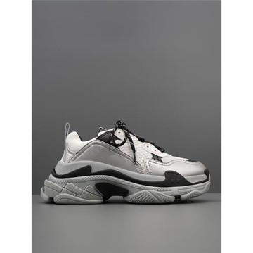 2025年春夏季巴黎風復古青年拼色淺口圓頭系帶日常休閑美式老爹鞋