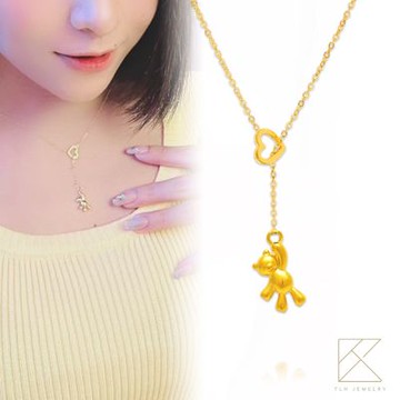 【TLH】黃金墜項鍊 純金999 飛天抱心熊 約重0.05錢±0.01