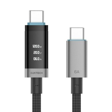【3入組】240W Type-C 2M 6A 編織數顯 OLED 電能線 (CTC620P)-黑色