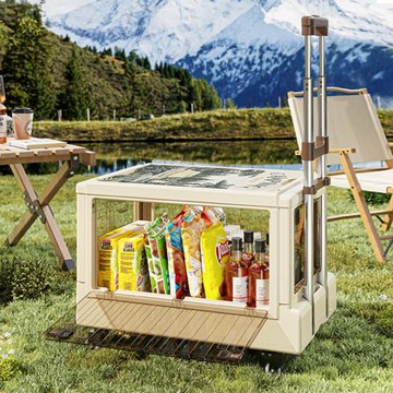 露營小推車戶外折疊收納箱多開門帶輪隱藏式拉桿車大容量儲物箱子