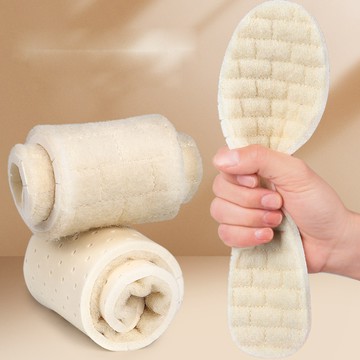 los1400冬季乳膠羊毛保暖鞋墊柔軟加厚高彈減震全墊男女舒適透氣運動鞋墊