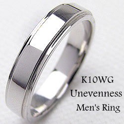 シンプルメンズリング K10WG ring ホワイトゴールドK10アクセサリー