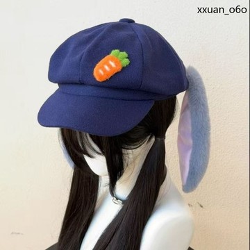 馬年吉祥🔥貝雷帽 朱迪兔cos 兔小衆毛絨耳 美個性百搭顯 play垂耳 朵八角帽子甜