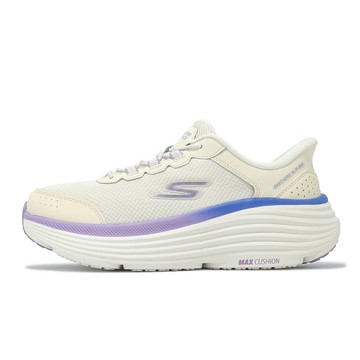 Skechers 慢跑鞋 Max Cushioning Endeavour Slip-Ins 女鞋 米 紫 緩震 支撐 129474WNAT