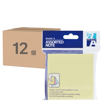 Double A 可再貼便條紙 76mm x 76mm 每本50張  黃色  12個  1盒