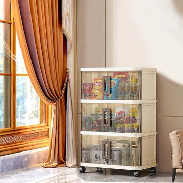 Mr.box  60面寬拉門式摺疊三層收納櫃-附滑輪 兩款可選