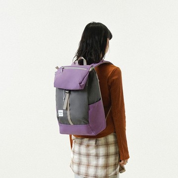 【新色】多功能翻蓋背包 SARO (暗灰色/翠菊紫) - 大容量雙肩包