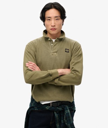 Superdry Men's Long Sleeved Contrast Stitch Rugby Shirt Dark Grey Size: Xxl