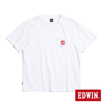EDWIN 男裝 寬版口袋地球短袖T恤-白色