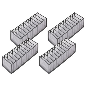 衣物分隔收納盒組 網紗材質 中(11格)  灰色  4個  32.2 x 12 x 12cm