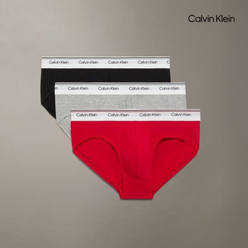 【Calvin Klein】 CK 棉質彈性低腰三角內褲 3 件組_紅色