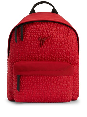 Giuseppe Zanotti - stud-embellished panelled backpack - men - Polyester/Leather/Polyurethane/Cotton - One Size - Red