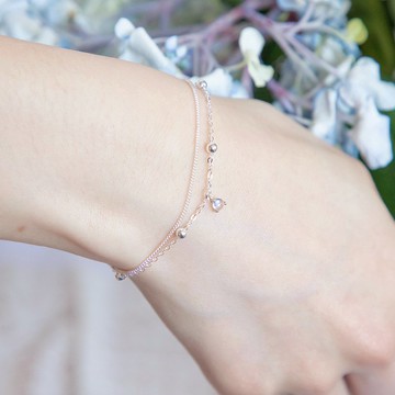 月光石925純銀爪鑲雙層手鍊