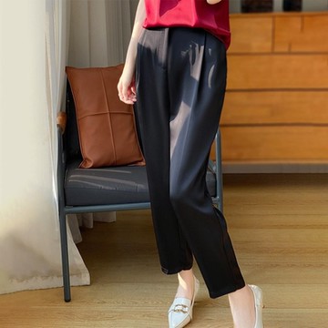 [巴黎精品] 現貨秒發 頂級法式長褲絲質長褲緞面高腰褲名媛絲綢冰絲涼感絲質西裝褲-簡約商務九分女素色褲子5色a1ep32