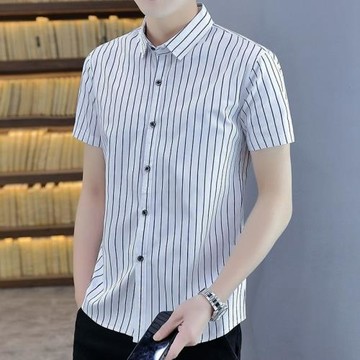 男士襯衫長袖修身襯衣有絨保暖加厚加絨款條紋免燙男土補衫衣補衣