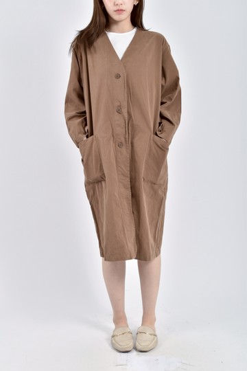 (S) muji棉質長版棕色外套
