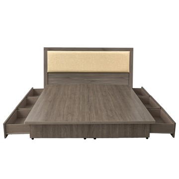 【KIKY】凱特耐磨貓抓皮靠墊二件床組雙人加大6尺(床頭片+六分抽屜床底)