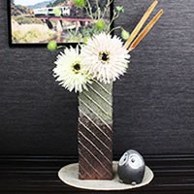 陶器 古陶角花入れ フラワーベース 壷 つぼ 花瓶 花器 花入れ