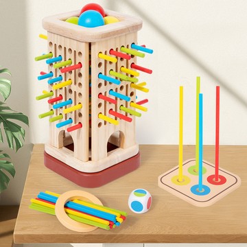 台灣出貨 三合一木製抽棒塔遊戲 兒童益智玩具 平衡遊戲 抽木棒 專注力訓練 親子互動 兒童玩具 有趣玩具 早教玩具