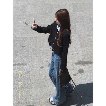 韓系黑色小香風外套女初秋chic洋氣獨特別致又a又颯短款氣質上衣