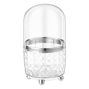 小麥購物 旋轉化妝刷收納盒 C638 372g  1個  12.2 x 12.2 x 22cm  透明銀