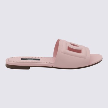 Dolce & Gabbana Pink Leather Dg Logo Flats