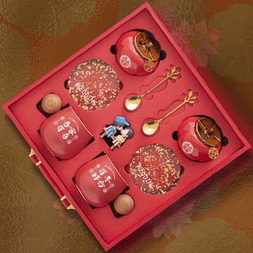 文創結婚 精緻結婚禮物 結婚賀禮結婚禮物送新人情侶對杯高檔手提箱禮盒閨蜜姐姐結婚訂婚禮品套裝00021