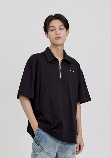 復古拉鍊POLO衫