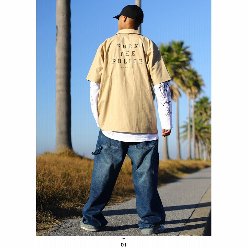 ACE FLAG セットアップ 重ね着 半袖シャツ 長袖 ロンT ブランド