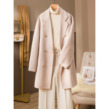 羊蔥寬松中長雙面呢外套羊毛大衣