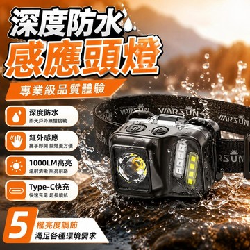 🔥台灣出貨🔥強光頭燈 釣魚專用頭燈 防水夜釣頭燈 充電超亮戶外感應式頭戴燈 頭戴式露營燈 頭戴式手電