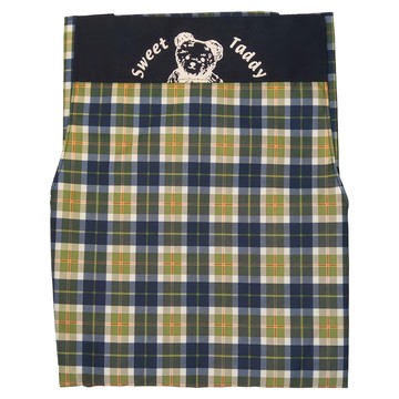 熊圓 甜心小熊二口圍裙，格紋  顏色隨機  1件
