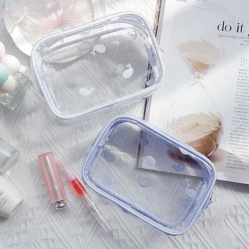 petit trouver可愛透明鯨魚化妝包 洗漱包便攜小方包大容量收納包