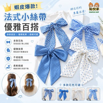 【點悅家】法式小絲帶 優雅絲巾 髮帶 蝴蝶結髮巾 長絲巾 紮頭髮絲帶 綁髮 飄帶 髮飾 頭飾 N02